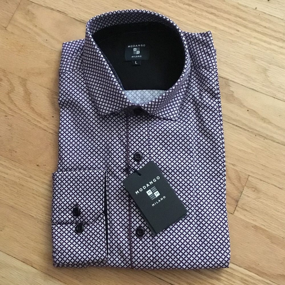 Purple Micro-Print Dress Shirt